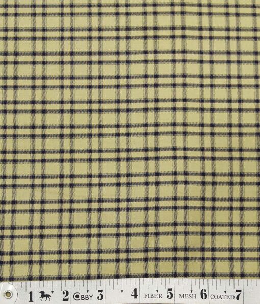 Bombay Rayon Fawn Beige 100% Pure Cotto Dark blue Burberry Checks Shirt Fabric (1.60 M)