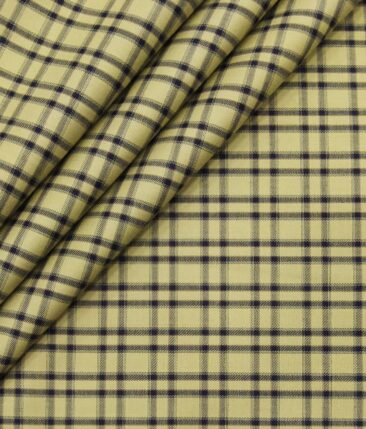 Bombay Rayon Fawn Beige 100% Pure Cotto Dark blue Burberry Checks Shirt Fabric (1.60 M)