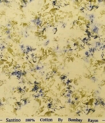Bombay Rayon Lemon Yellow 100% Pure Cotton Floral Print Shirt Fabric (1.60 M)