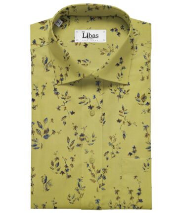 Bombay Rayon Light Green 100% Pure Cotton Floral Print Shirt Fabric (1.60 M)