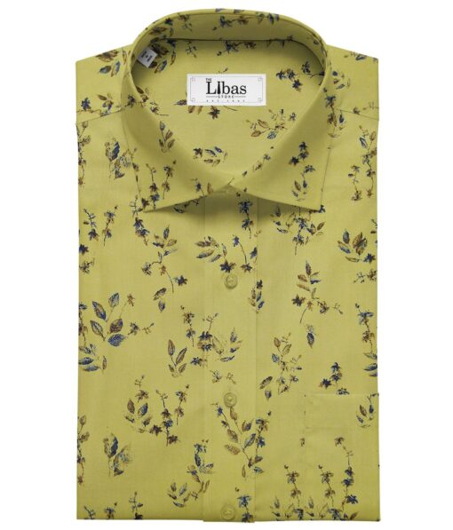Bombay Rayon Light Green 100% Pure Cotton Floral Print Shirt Fabric (1.60 M)