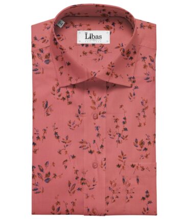 Bombay Rayon Rose Red 100% Pure Cotton Floral Print Shirt Fabric (1.60 M)