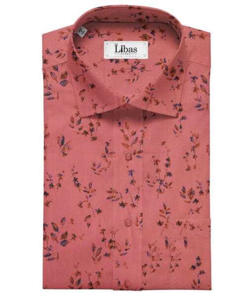 Bombay Rayon Rose Red 100% Pure Cotton Floral Print Shirt Fabric (1.60 M)