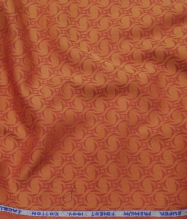 Cadini Italy Amber Orange 100% Super Premium Cotton Jacquard Shirt Fabric (1.60 M)
