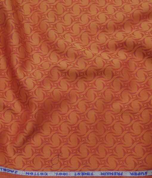 Cadini Italy Amber Orange 100% Super Premium Cotton Jacquard Shirt Fabric (1.60 M)