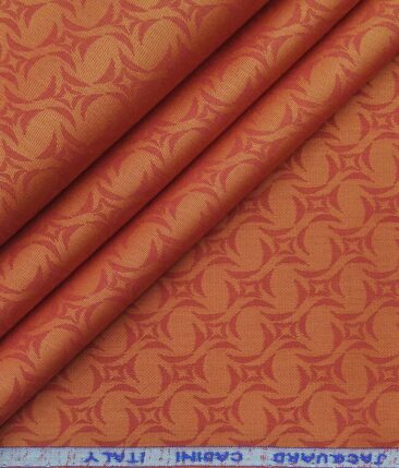 Cadini Italy Amber Orange 100% Super Premium Cotton Jacquard Shirt Fabric (1.60 M)