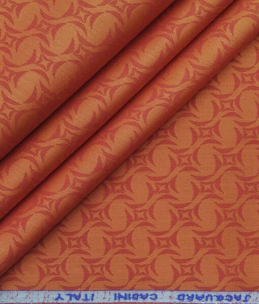 Cadini Italy Amber Orange 100% Super Premium Cotton Jacquard Shirt Fabric (1.60 M)