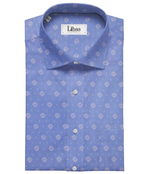 Cadini Italy Light Blue 100% Super Premium Cotton White Dobby Shirt Fabric (1.60 M)
