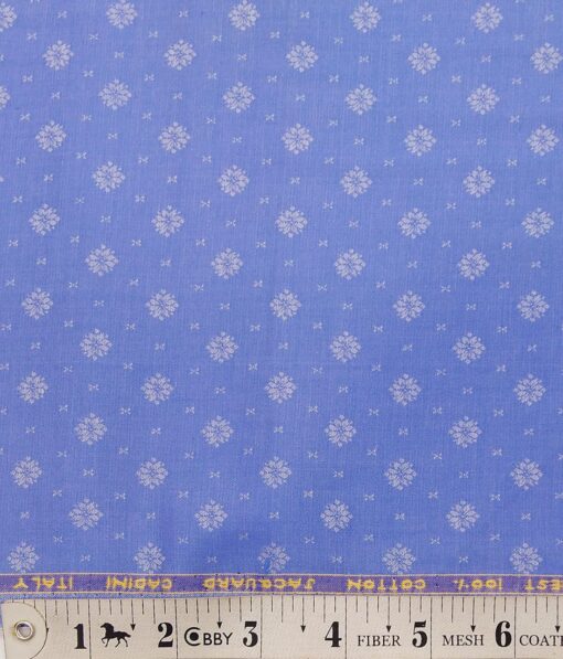 Cadini Italy Light Blue 100% Super Premium Cotton White Dobby Shirt Fabric (1.60 M)