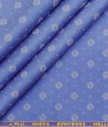 Cadini Italy Light Blue 100% Super Premium Cotton White Dobby Shirt Fabric (1.60 M)