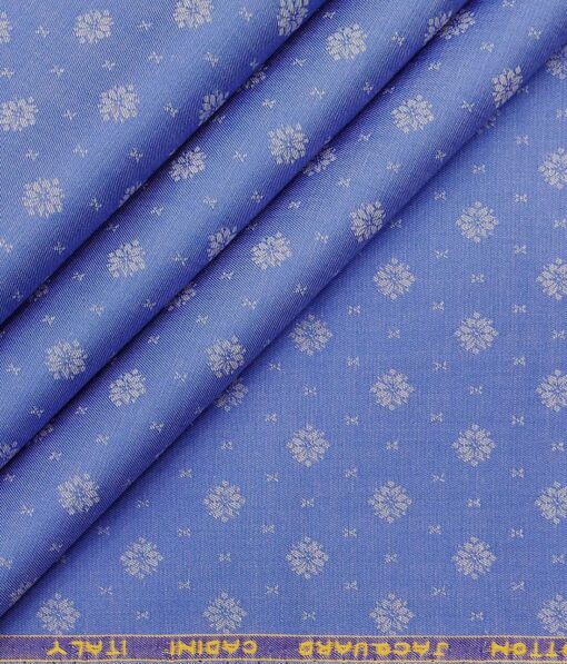 Cadini Italy Light Blue 100% Super Premium Cotton White Dobby Shirt Fabric (1.60 M)