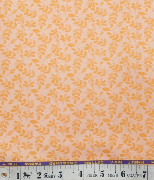 Cadini Italy Light Cantaloupe Orange 100% Super Premium Cotton Floral Jacquard Shirt Fabric (1.60 M)