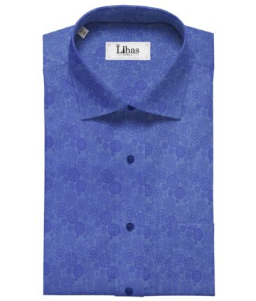 Cadini Italy Royal Blue 100% Super Premium Cotton Jacquard Shirt Fabric (1.60 M)