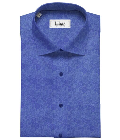 Cadini Italy Royal Blue 100% Super Premium Cotton Jacquard Shirt Fabric (1.60 M)