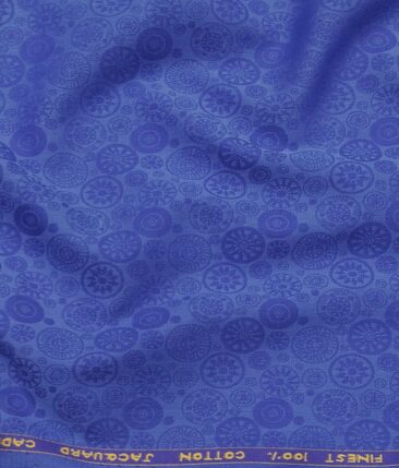 Cadini Italy Royal Blue 100% Super Premium Cotton Jacquard Shirt Fabric (1.60 M)