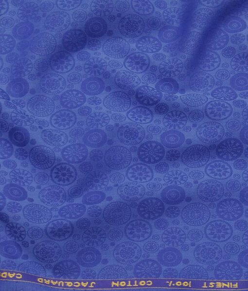 Cadini Italy Royal Blue 100% Super Premium Cotton Jacquard Shirt Fabric (1.60 M)