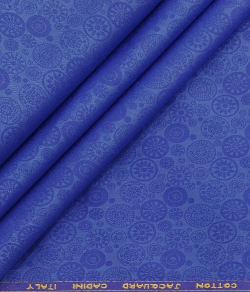 Cadini Italy Royal Blue 100% Super Premium Cotton Jacquard Shirt Fabric (1.60 M)