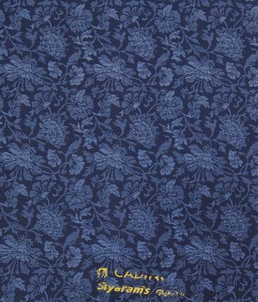 Cadini Italy Dark Blue 100% Cotton Floral Print Shirt Fabric (1.60 M)