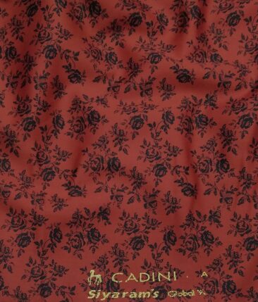 Cadini Italy Sangaria Red 100% Cotton Dark Blue Floral Print Shirt Fabric (1.60 M)