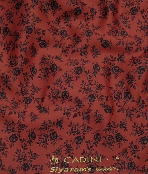 Cadini Italy Sangaria Red 100% Cotton Dark Blue Floral Print Shirt Fabric (1.60 M)