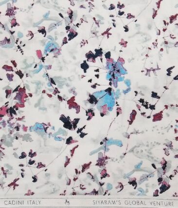 Cadini Italy White 100% Cotton Multi Color Floral Print Shirt Fabric (1.60 M)