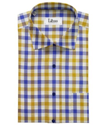 Cadini Italy Multi Color 100% Giza Cotton Oxford Weave Checks Shirt Fabric (1.60 M)