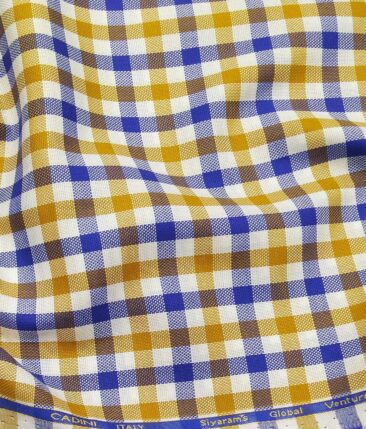Cadini Italy Multi Color 100% Giza Cotton Oxford Weave Checks Shirt Fabric (1.60 M)