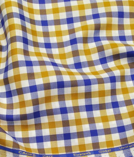 Cadini Italy Multi Color 100% Giza Cotton Oxford Weave Checks Shirt Fabric (1.60 M)