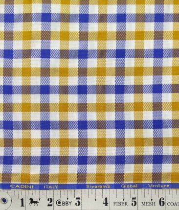 Cadini Italy Multi Color 100% Giza Cotton Oxford Weave Checks Shirt Fabric (1.60 M)
