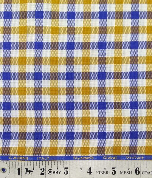 Cadini Italy Multi Color 100% Giza Cotton Oxford Weave Checks Shirt Fabric (1.60 M)