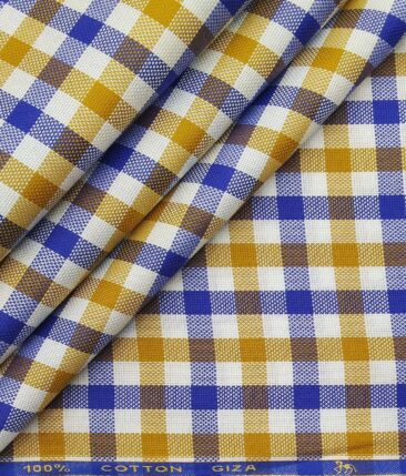 Cadini Italy Multi Color 100% Giza Cotton Oxford Weave Checks Shirt Fabric (1.60 M)