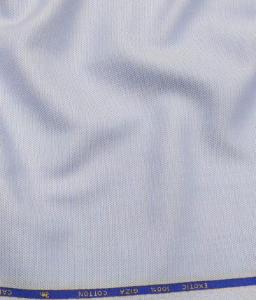 Cadini Italy Skyblue 100% Giza Cotton Dotted Structured Shirt Fabric (1.60 M)