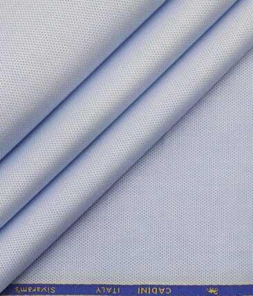 Cadini Italy Skyblue 100% Giza Cotton Dotted Structured Shirt Fabric (1.60 M)