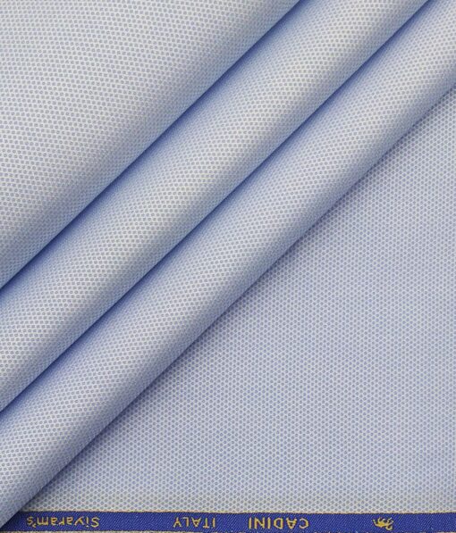 Cadini Italy Skyblue 100% Giza Cotton Dotted Structured Shirt Fabric (1.60 M)