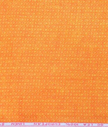 Cadini Italy Orange 100% European Linen 60 LEA Floral Jacquard Shirt Fabric (1.60 M)