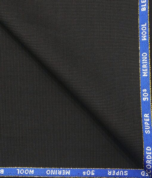 Cadini Italy by Blackish Grey Structured Super 90's 20% Merino Wool  Unstitched Trouser Fabric (1.25 Mtr)