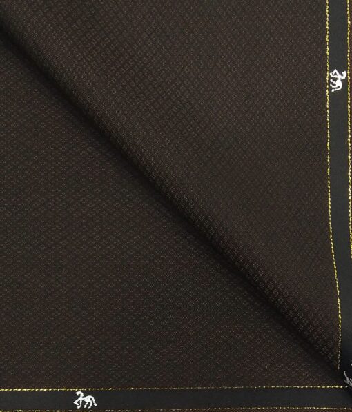 Cadini Italy by Siyaram's Dark Brown Dobby Structured Super 90's 20% Merino Wool  Unstitched Trouser Fabric (1.25 Mtr)