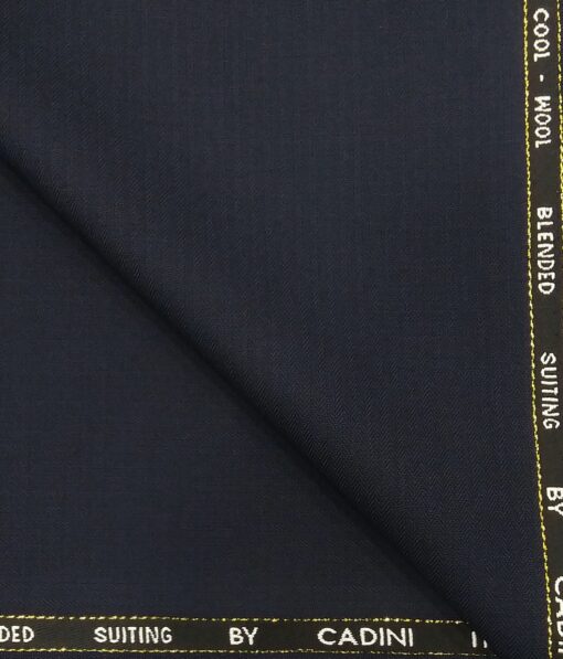 Cadini Italy by Siyaram's Dark Navy Blue Self Herringbone Strip Super 100's 20% Merino Wool  Unstitched Trouser Fabric (1.25 Mtr)