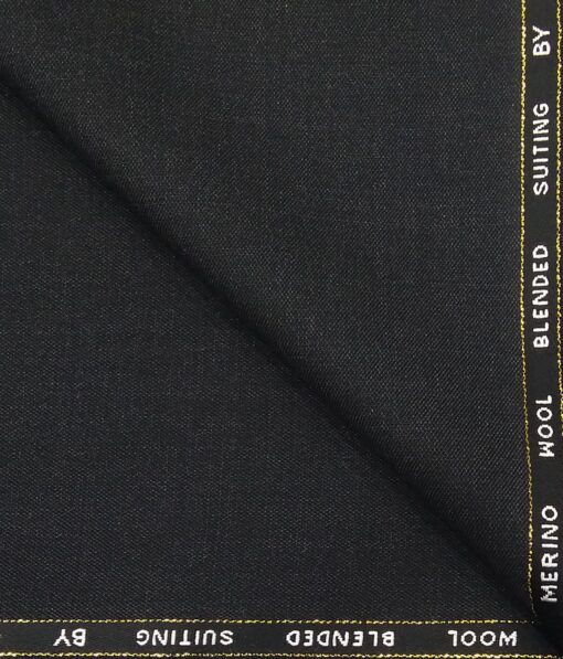 Cadini Italy by Siyaram's Worsted Black Self Design Super 90's 20% Merino Wool  Unstitched Trouser Fabric (1.25 Mtr)