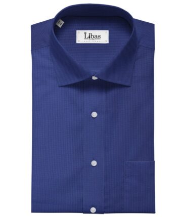 Exquisite Dark Blue Poly Cotton Micro Checks Shirt Fabric (1.60 M)