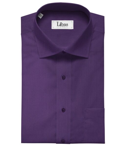 Exquisite Dark Purple Poly Cotton Micro Checks Shirt Fabric (1.60 M)