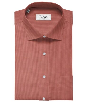 Exquisite Peach Poly Cotton Micro Checks Shirt Fabric (1.60 M)