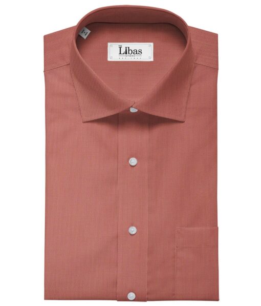 Exquisite Peach Poly Cotton Micro Checks Shirt Fabric (1.60 M)