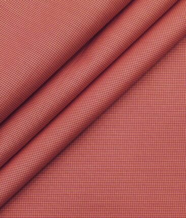Exquisite Peach Poly Cotton Micro Checks Shirt Fabric (1.60 M)