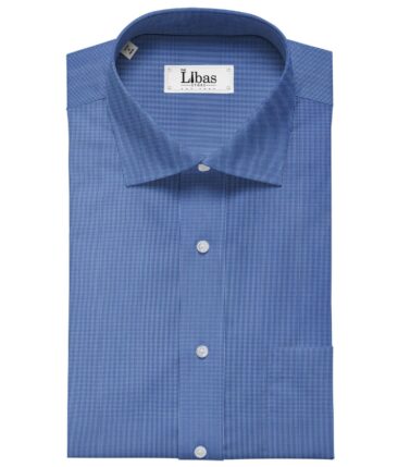 Exquisite Sky Blue Poly Cotton Micro Checks Shirt Fabric (1.60 M)