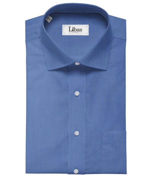 Exquisite Sky Blue Poly Cotton Micro Checks Shirt Fabric (1.60 M)
