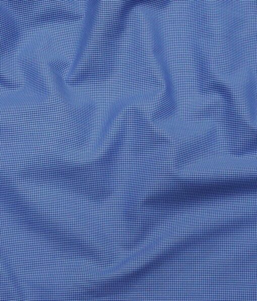 Exquisite Sky Blue Poly Cotton Micro Checks Shirt Fabric (1.60 M)