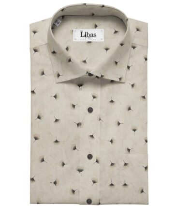 Exquisite Beige 100% Premium Cotton Floral Print Shirt Fabric (1.60 M)