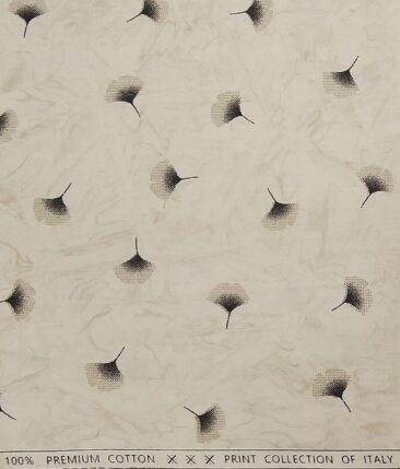 Exquisite Beige 100% Premium Cotton Floral Print Shirt Fabric (1.60 M)