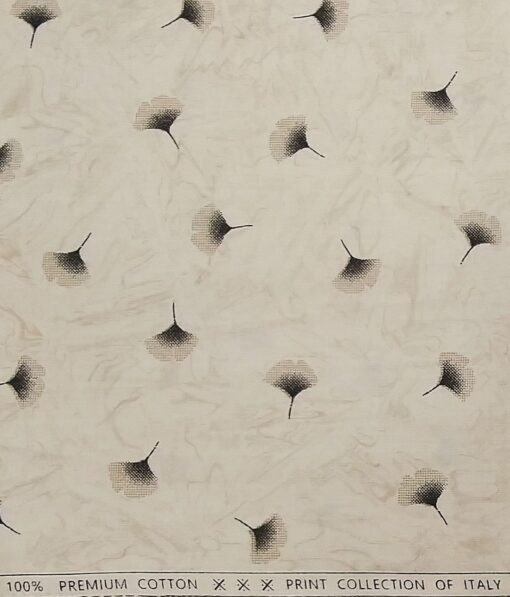 Exquisite Beige 100% Premium Cotton Floral Print Shirt Fabric (1.60 M)